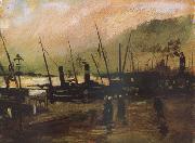 Quayside wtih Ships in Antwerp (nn04), Vincent Van Gogh